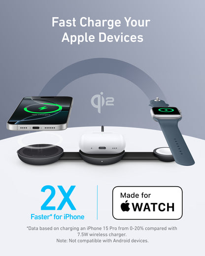 Anker MagGo Wireless Charging Station (3-in-1, Foldable Pad) by Anker