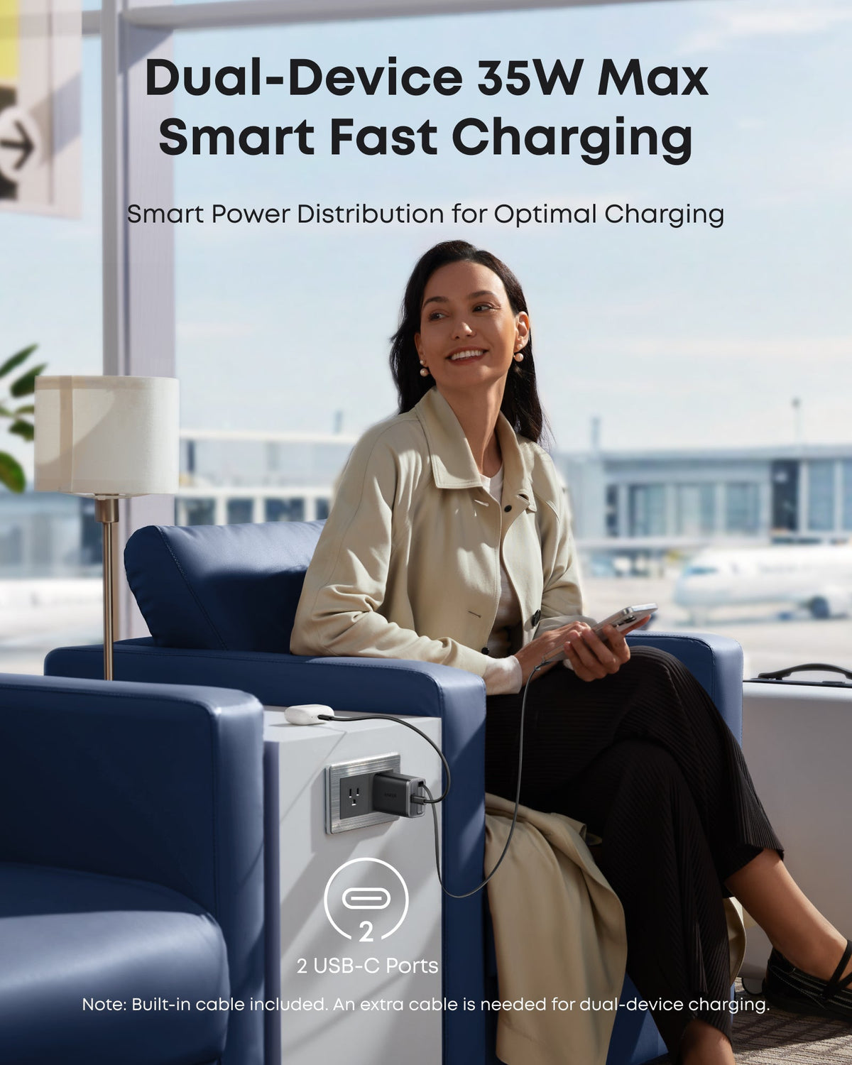 Anker Nano Charger (35W, Built-In Retractable USB-C Cable) by Anker