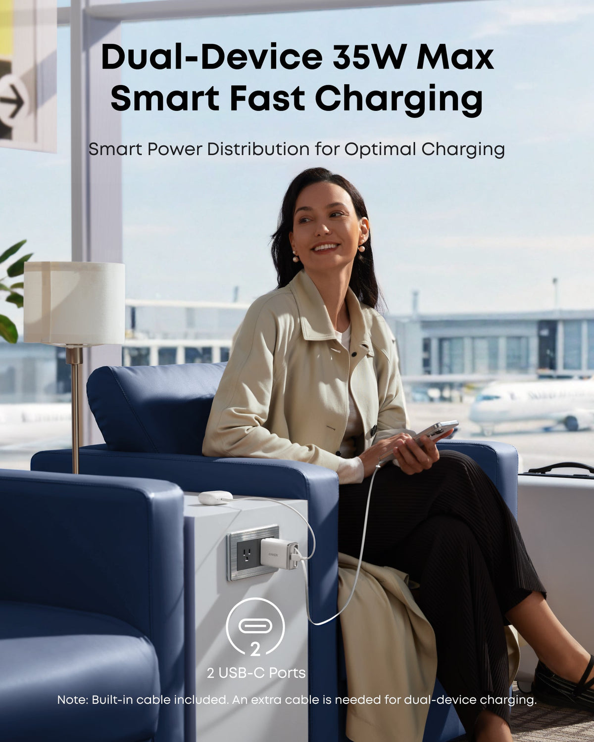 Anker Nano Charger (35W, Built-In Retractable USB-C Cable) by Anker