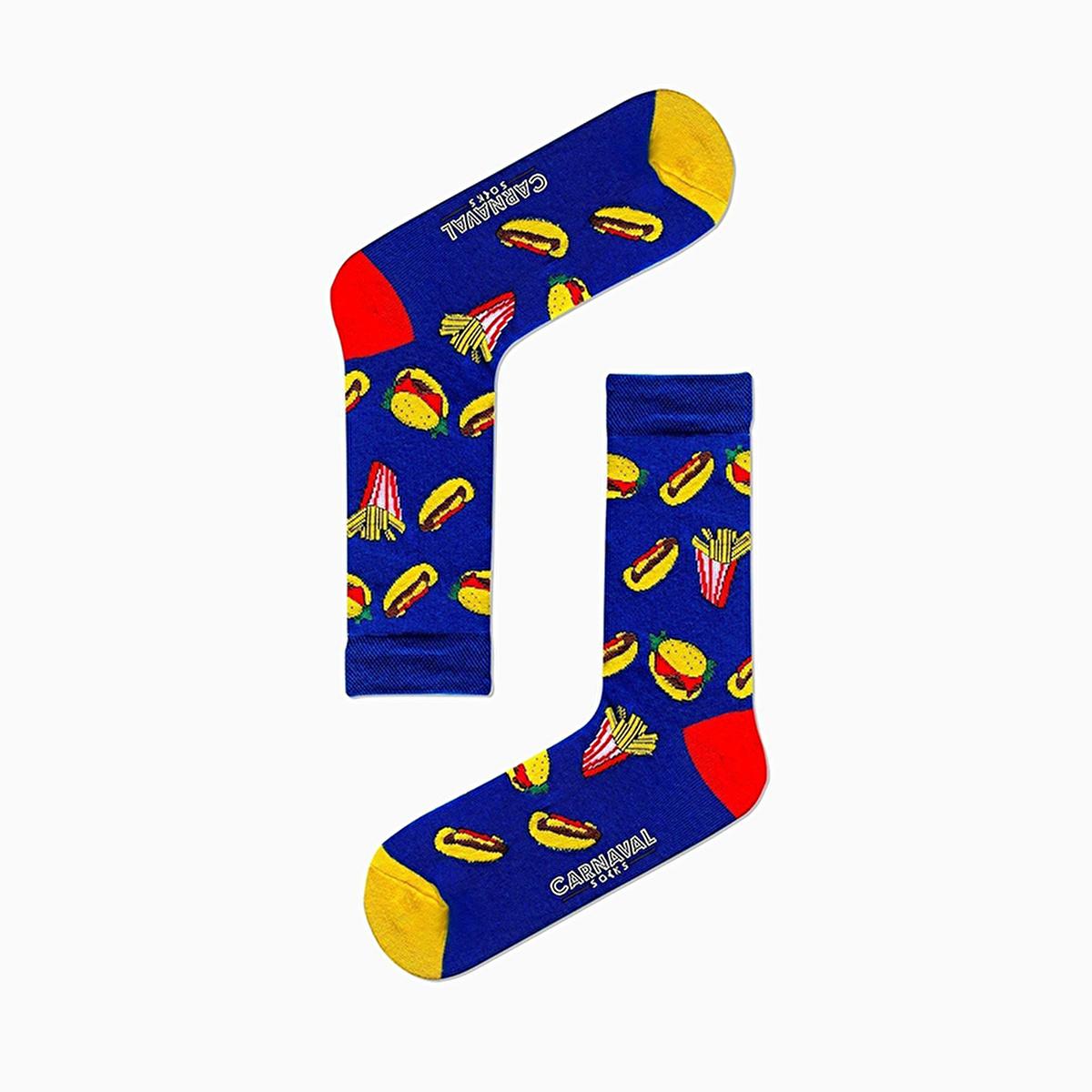 Carnaval Novelty Fast Food Socks Set - 5 Pairs of Comfortable Cotton-Themed Socks for Everyday Wear by Beauty Care Bag