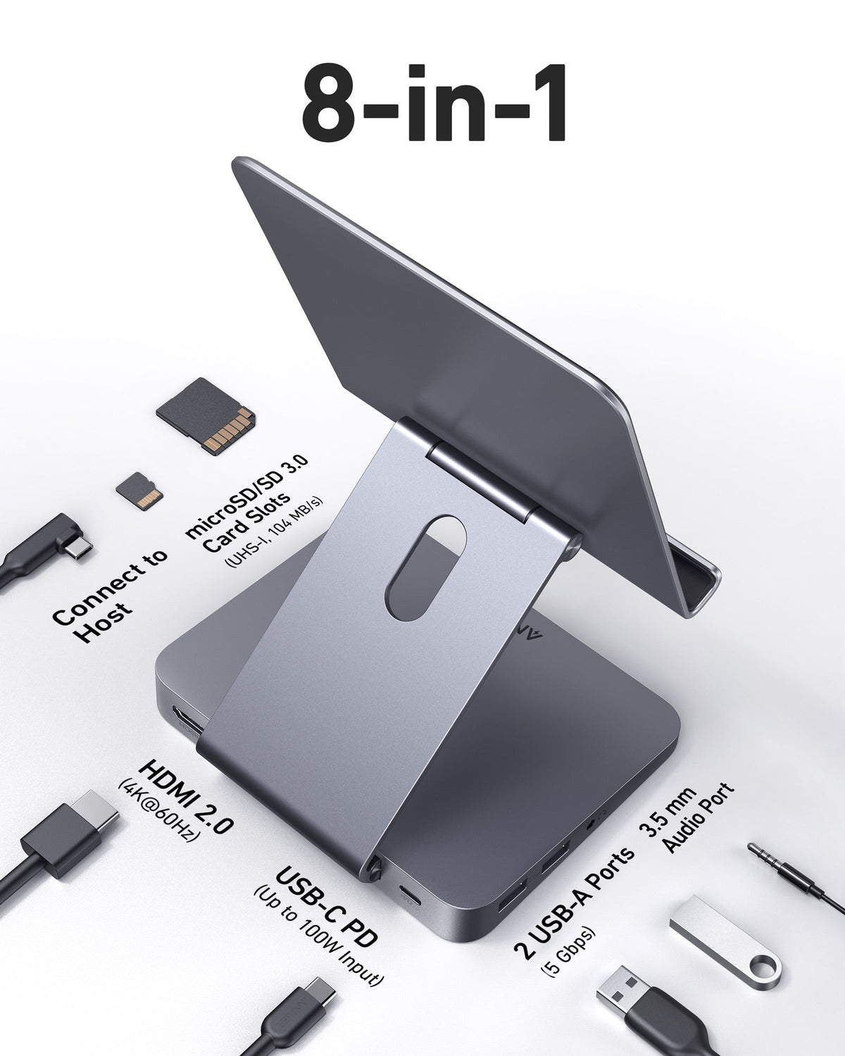 Anker 551 USB-C Hub (8-in-1, Tablet Stand) by Anker