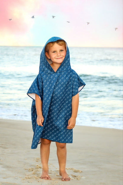 Microfiber blue fish waffle wearable towel by Keep the Littles Wild