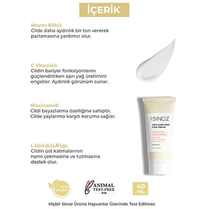 Sinoz: Advanced Skin Lightening Cream - Vitamin C & Niacinamide Dark Spot Corrector, Blemish Removal Skin Tone Evening, Radiant Complexion, 1.35 fl oz by Beauty Care Bag