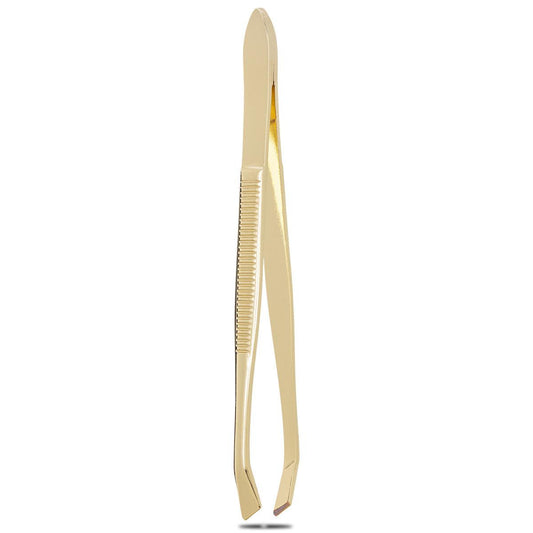 Eklips Metal Tweezers - Slanted Tip for Precise Hair Removal & Eyebrow Shaping | Durable Stainless Steel, Ergonomic Design by Beauty Care Bag