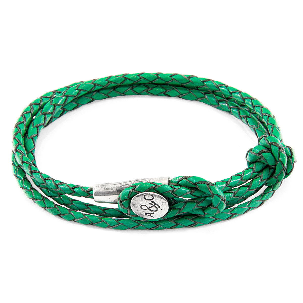 Fern Green Dundee Silver & Leather Bracelet by Magenta Sooty