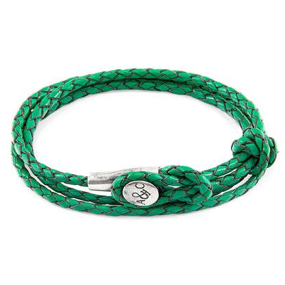 Fern Green Dundee Silver & Leather Bracelet by Magenta Sooty