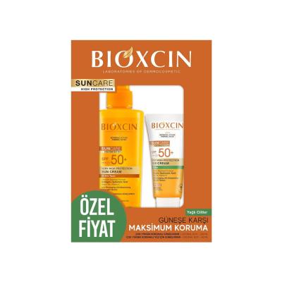 Bioxcin Sunscreen for Oily Skin - SPF50 Spray & SPF50+ Cream Set, Non-Greasy, Water-Resistant, Anti-Aging by Beauty Care Bag