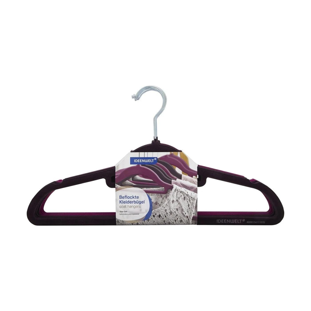 Ideenwelt Burgundy Padded Clothes Hangers 8-Pack by Beauty Care Bag