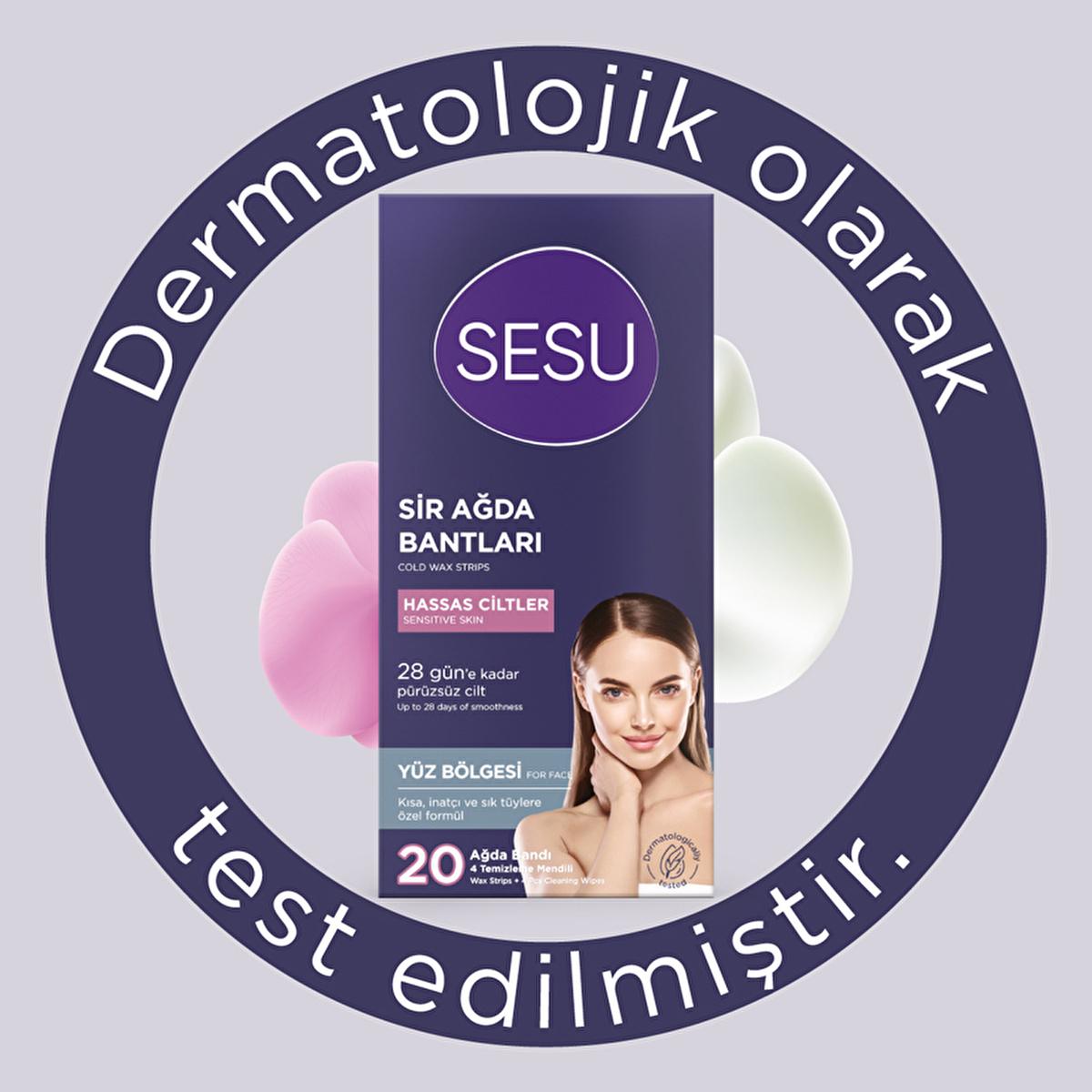 Sesu Sensitive Skin Wax Strips for Facial & Body Hair Removal - Gentle, Sugar-Free, Calendula Infused by Beauty Care Bag