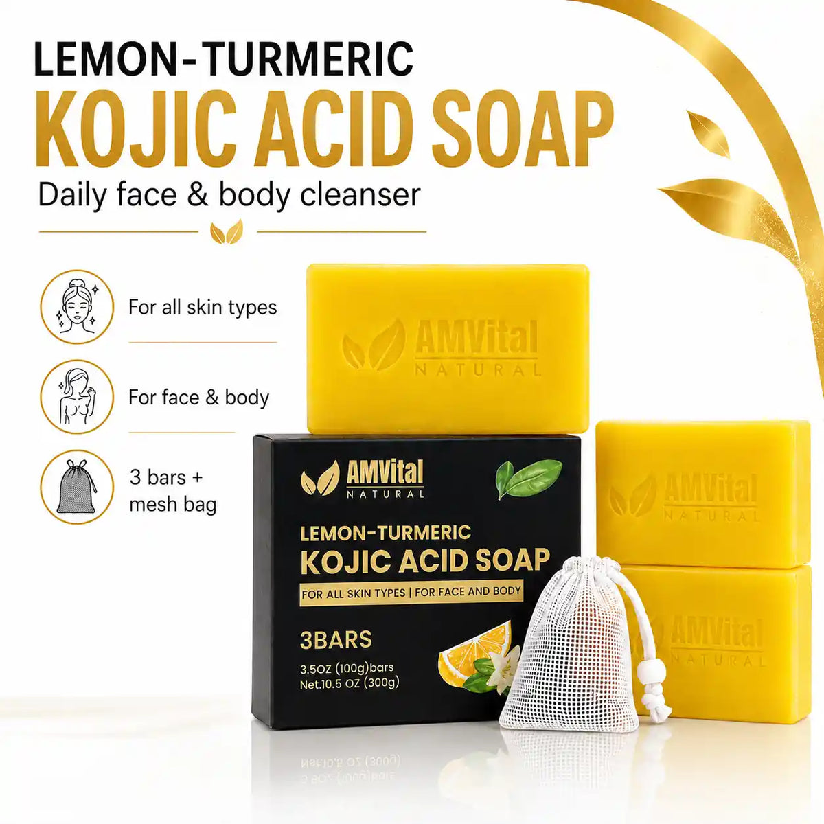 AMVital Lemon Turmeric Kojic Acid Soap Bar by AMVital