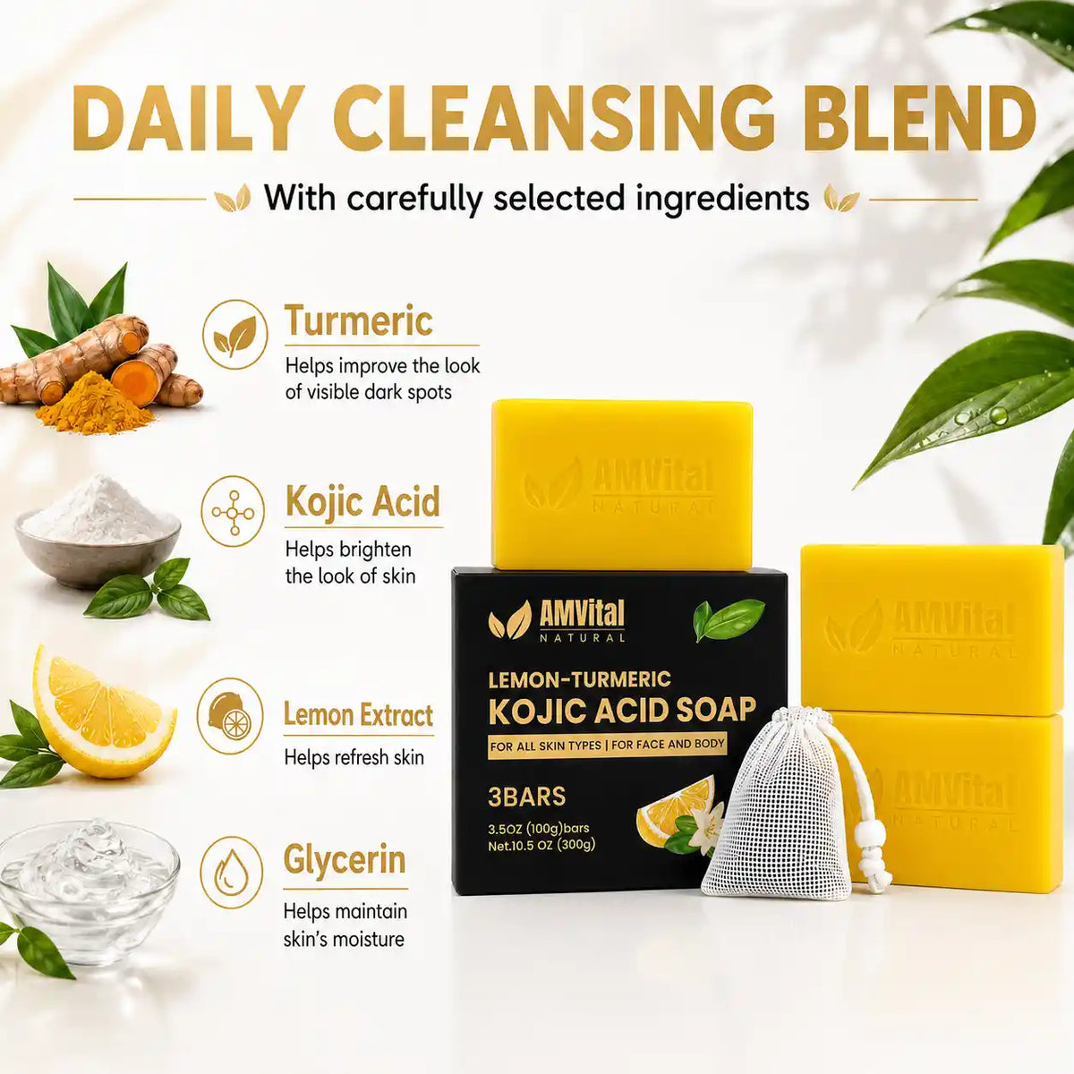 AMVital Lemon Turmeric Kojic Acid Soap Bar by AMVital