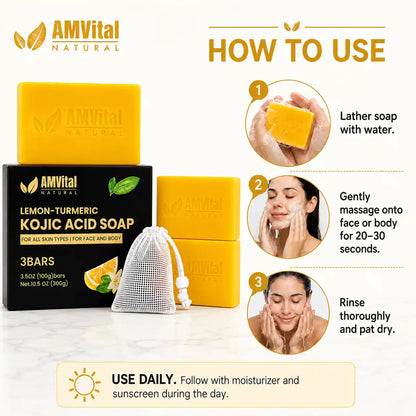 AMVital Lemon Turmeric Kojic Acid Soap Bar by AMVital
