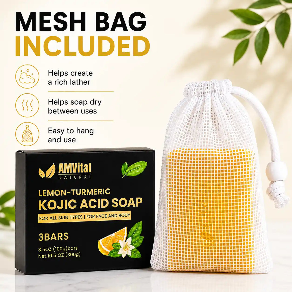 AMVital Lemon Turmeric Kojic Acid Soap Bar by AMVital