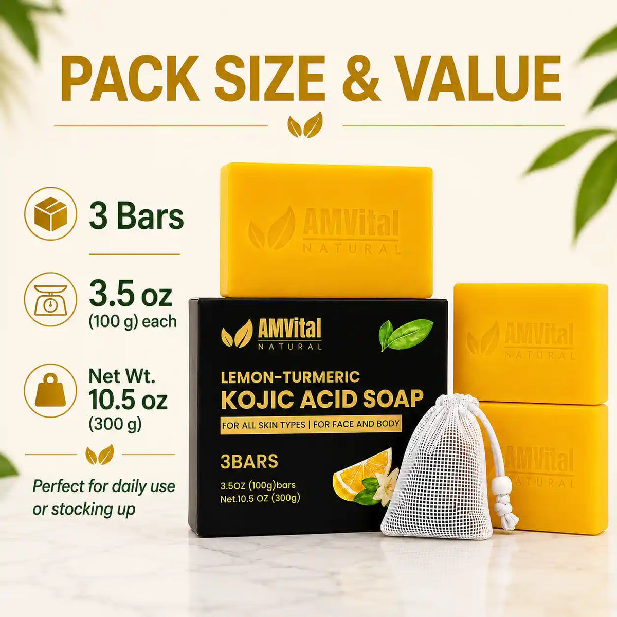 AMVital Lemon Turmeric Kojic Acid Soap Bar by AMVital