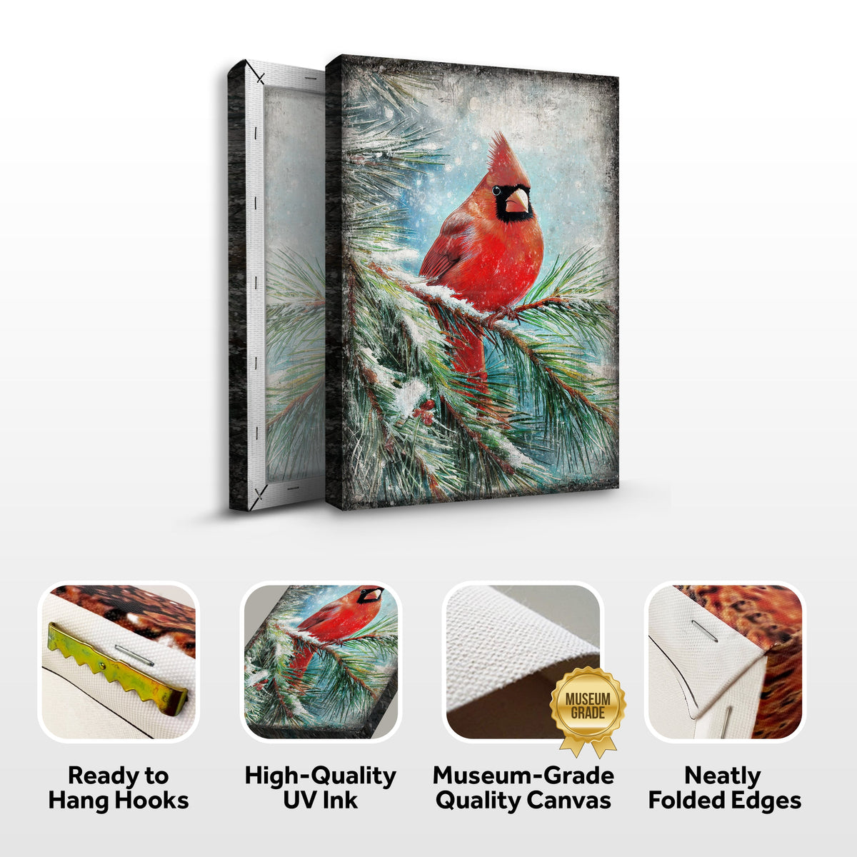 Vintage Cardinal Christmas Wall Art by Tailored Canvases