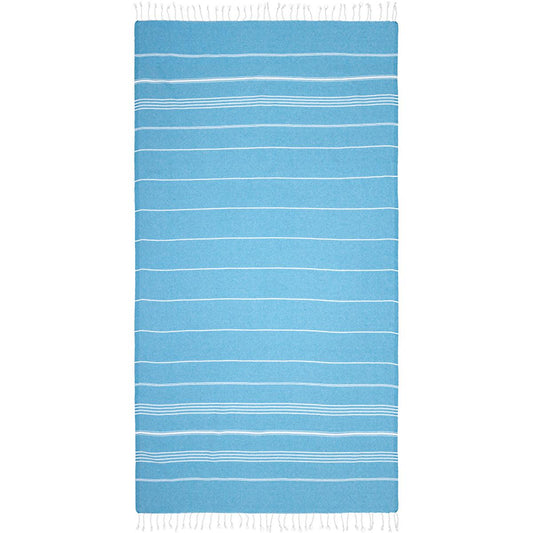 Eklips Turquoise Striped Turkish Towel Peshtamal: Lightweight, Quick Dry, Compact Beach, Bath & Travel Hammam Towel by Beauty Care Bag