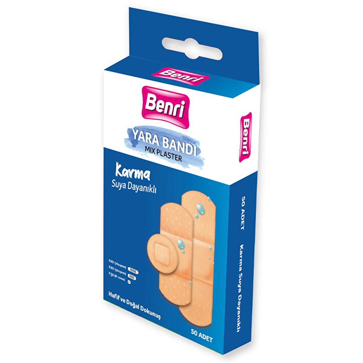 Benri Assorted Bandages 50 Count - Latex-Free, Breathable Wound Care for Minor Cuts & Scrapes by Beauty Care Bag