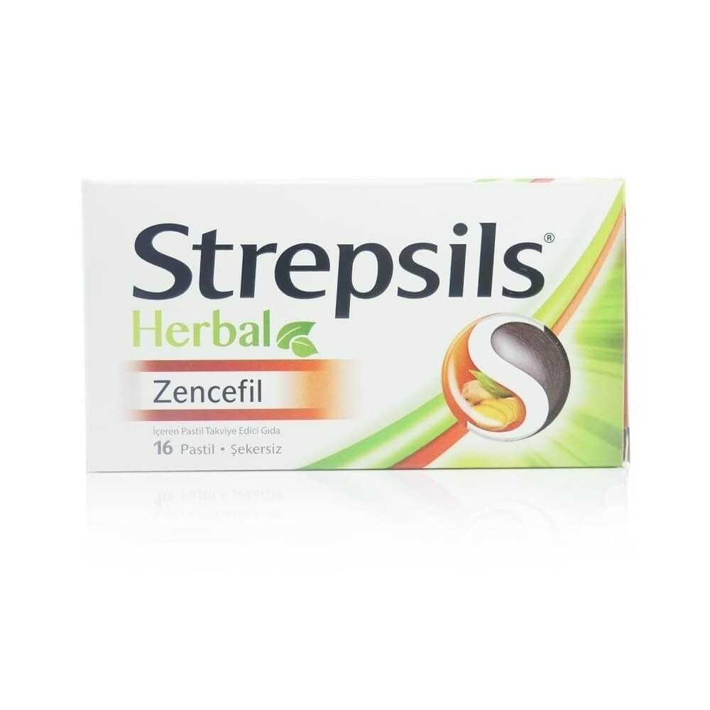 Strepsils Herbal Ginger Throat Lozenges: Fast Sore Throat Relief & Cough Suppressant - Natural & Soothing, 16 Count by Beauty Care Bag
