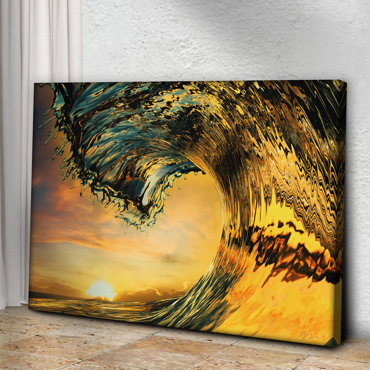 Sunset Ocean Wave Canvas Wall Art by Tailored Canvases