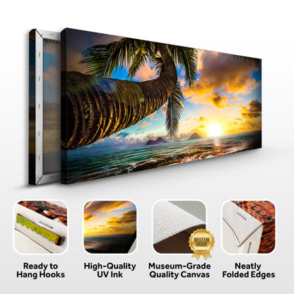 Tropical Blue Beach Hawaii Sunset Canvas Wall Art by Tailored Canvases