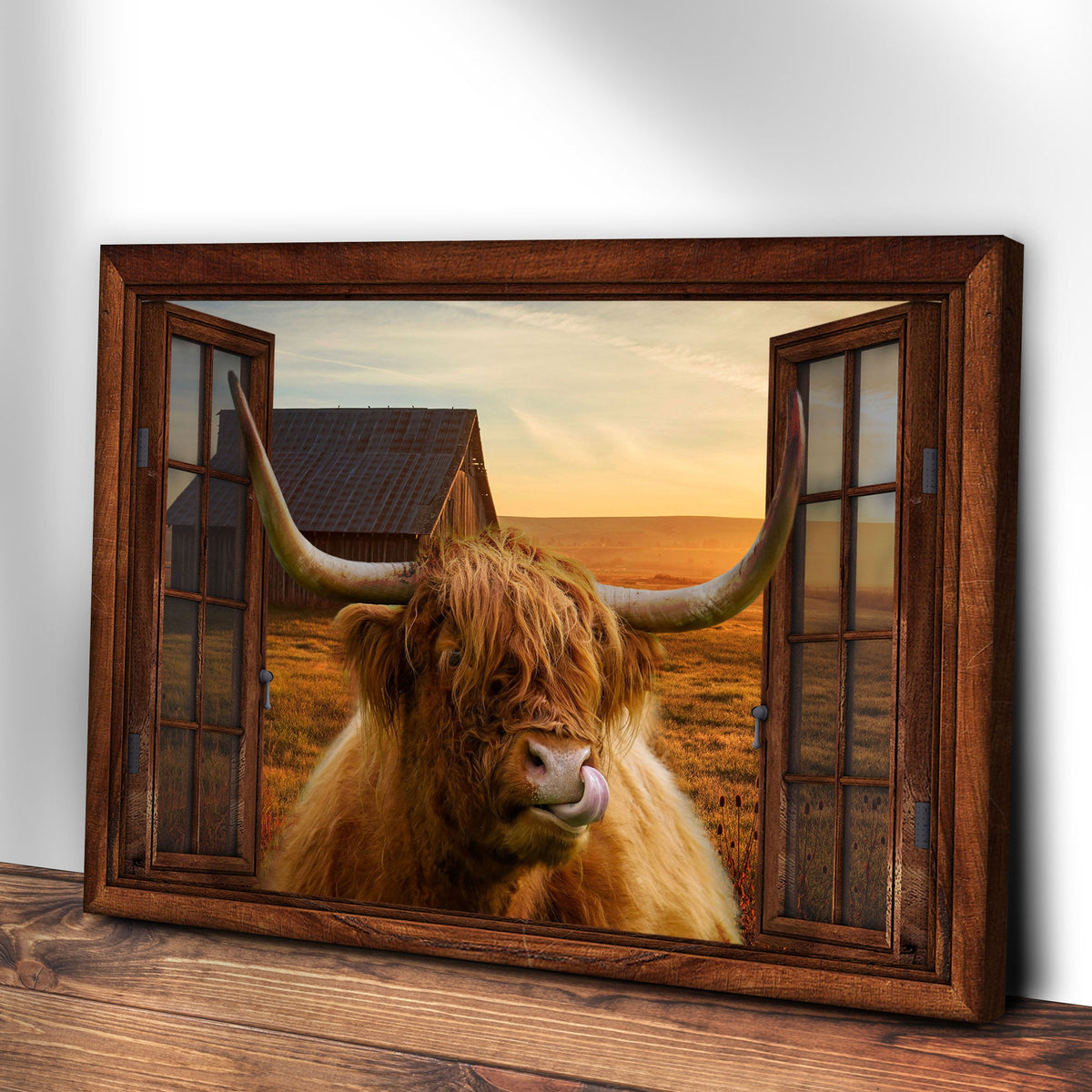 Highland Cow Window View Canvas Wall Art by Tailored Canvases