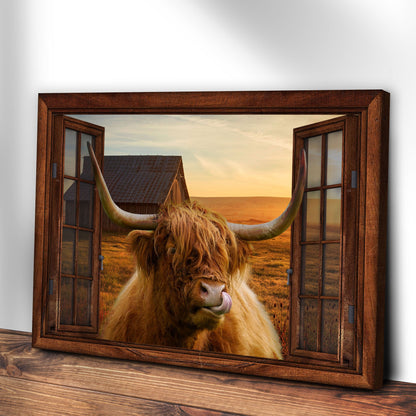 Highland Cow Window View Canvas Wall Art by Tailored Canvases