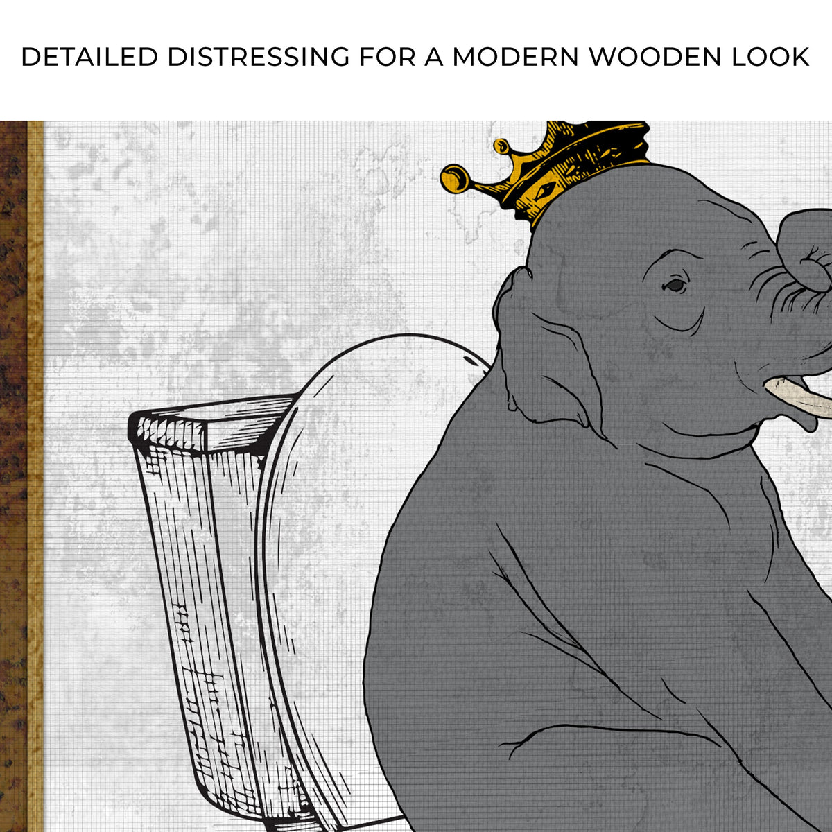 King Elephant On Toilet Canvas Wall Art by Tailored Canvases