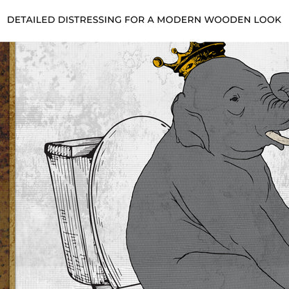 King Elephant On Toilet Canvas Wall Art by Tailored Canvases