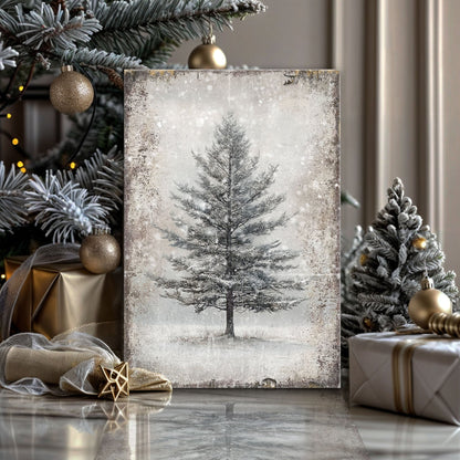Vintage Christmas Tree Wall Art with Free Christmas Recipe Book by Tailored Canvases