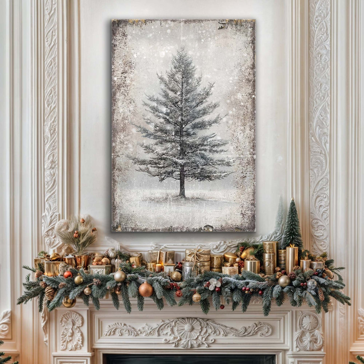 Vintage Christmas Tree Wall Art X by Tailored Canvases