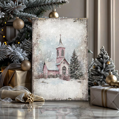 Vintage Church Christmas Wall Art by Tailored Canvases
