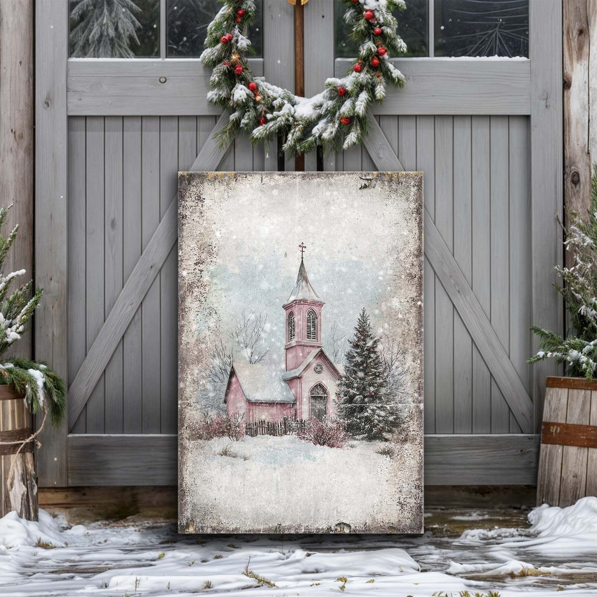 Vintage Church Christmas Wall Art by Tailored Canvases