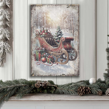 Vintage Christmas Sleigh Sled Wall Art by Tailored Canvases