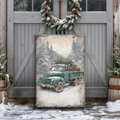 Vintage Truck With Christmas Tree Wall Art by Tailored Canvases