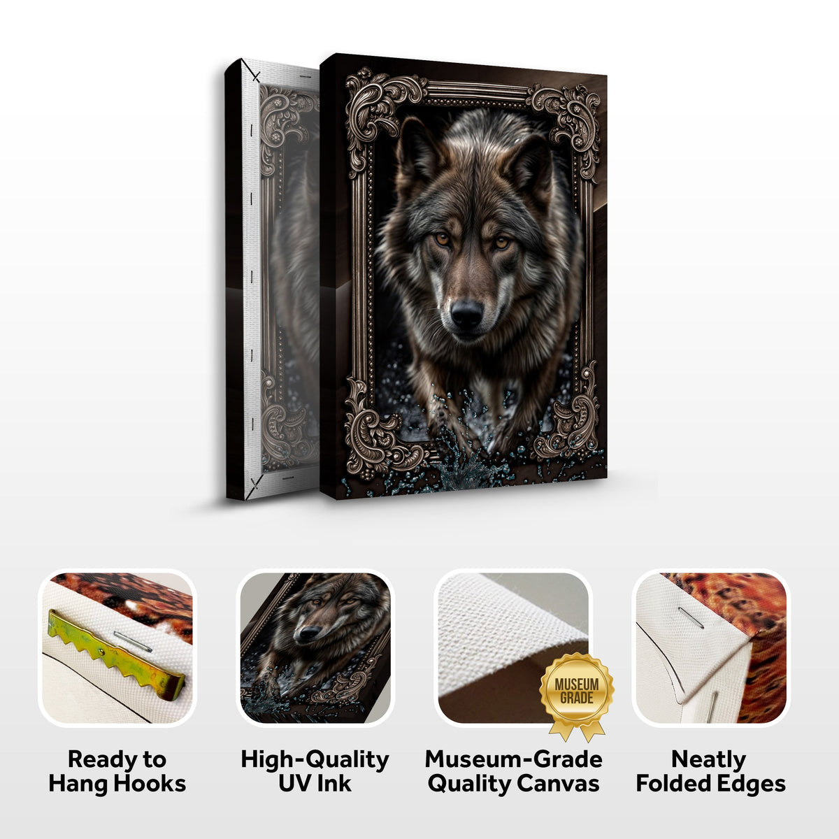 3D Wolf Wall Art II canvas by Tailored Canvases, view 2
