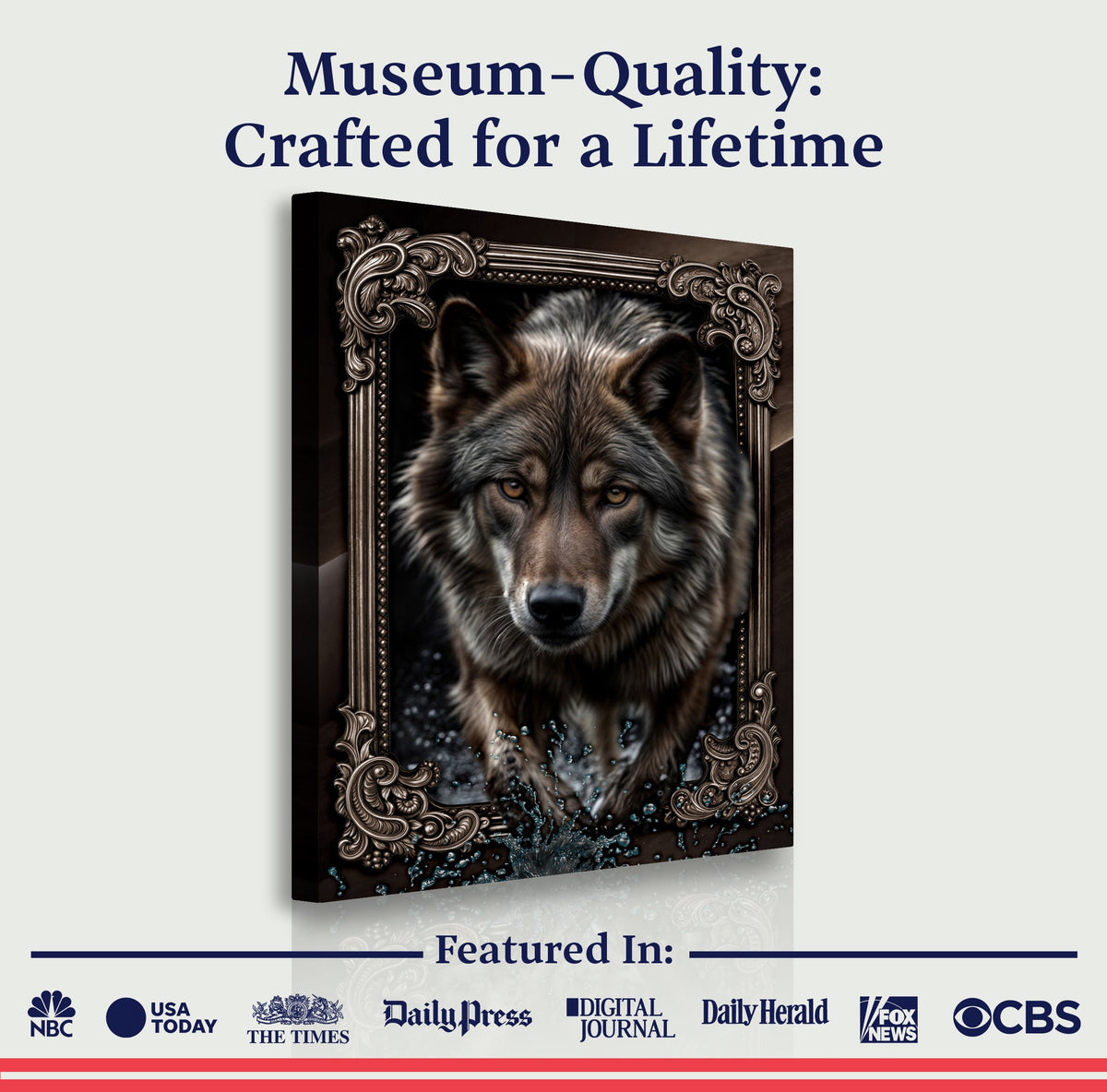 3D Wolf Wall Art II canvas by Tailored Canvases