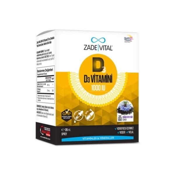 Zade Vital Vitamin D3 1000IU Spray Supplement - Supports Bone Health & Immune Function, 20ml by Beauty Care Bag