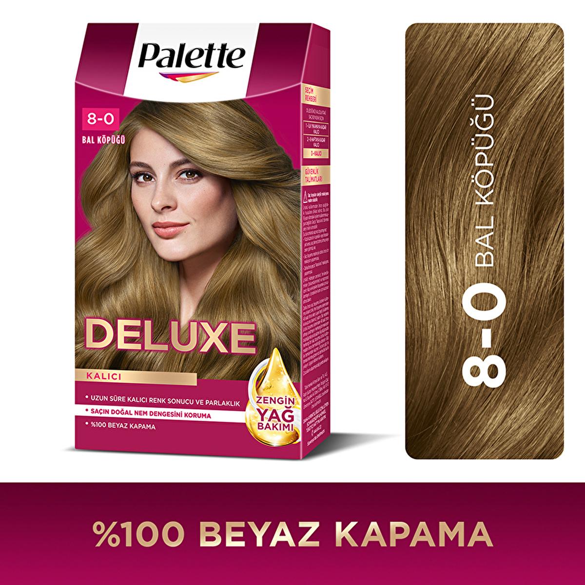 Palette Deluxe 8-0 Honey Blonde Hair Dye - Permanent, Long Lasting Color & Shine, Deep Nourishment with Oils by Beauty Care Bag