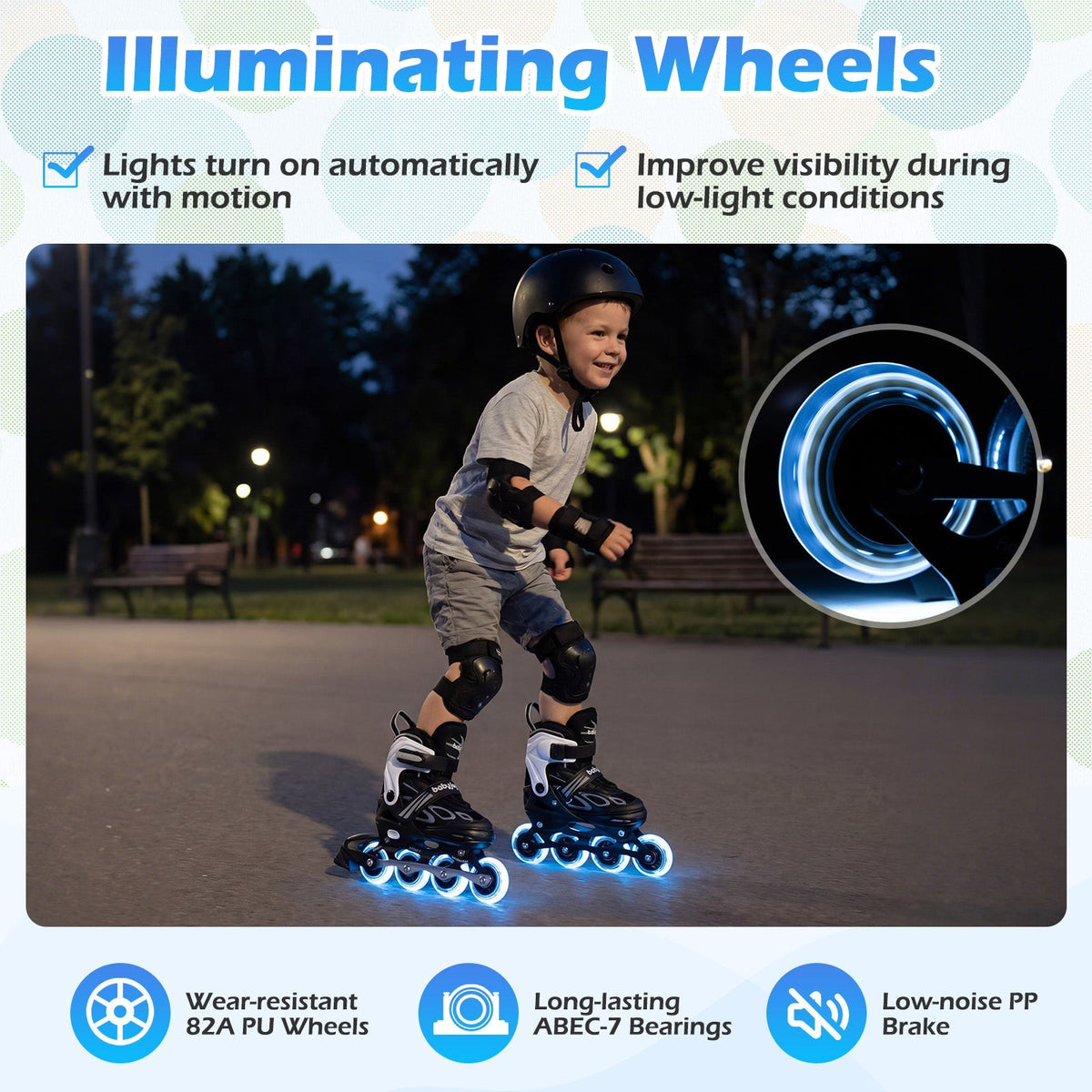 Adjustable Kids' Incline Skates for Boys Girls Ages 5-14 by GBruno Store