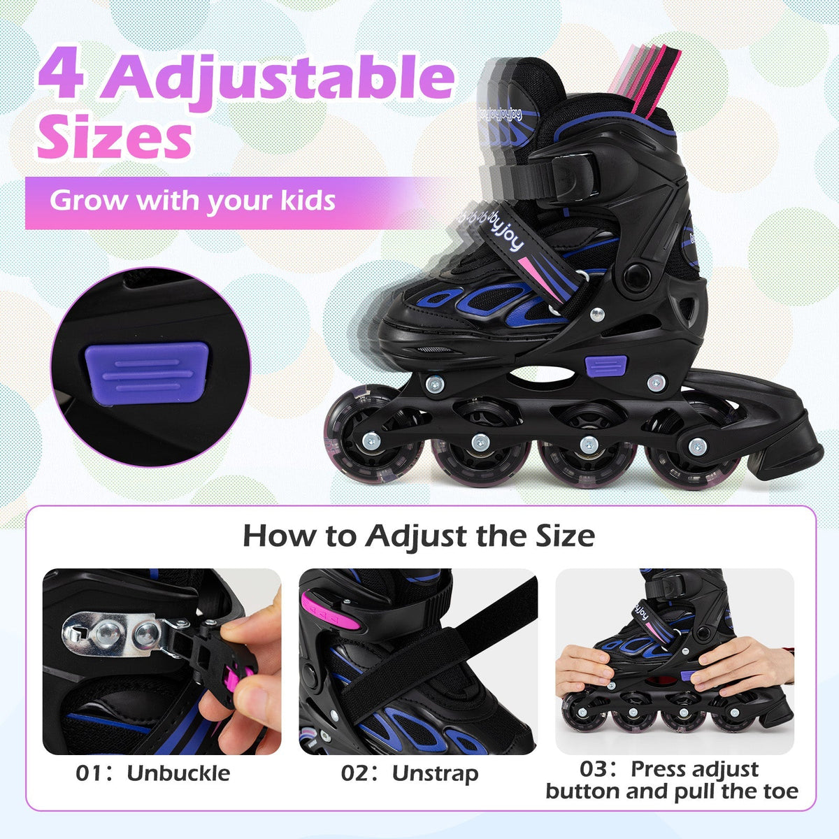 Adjustable Kids' Incline Skates for Boys Girls Ages 5-14 by GBruno Store