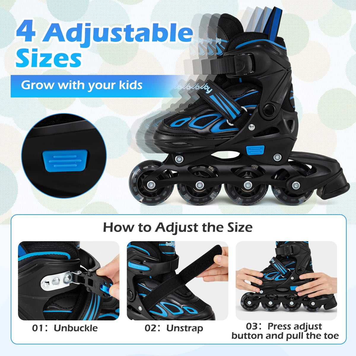 Adjustable Kids' Incline Skates for Boys Girls Ages 5-14 by GBruno Store