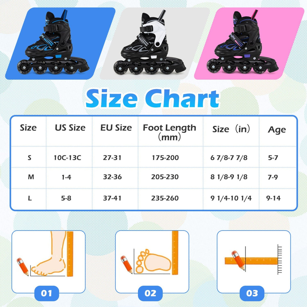 Adjustable Kids' Incline Skates for Boys Girls Ages 5-14 by GBruno Store
