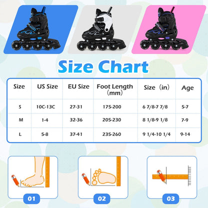 Adjustable Kids' Incline Skates for Boys Girls Ages 5-14 by GBruno Store