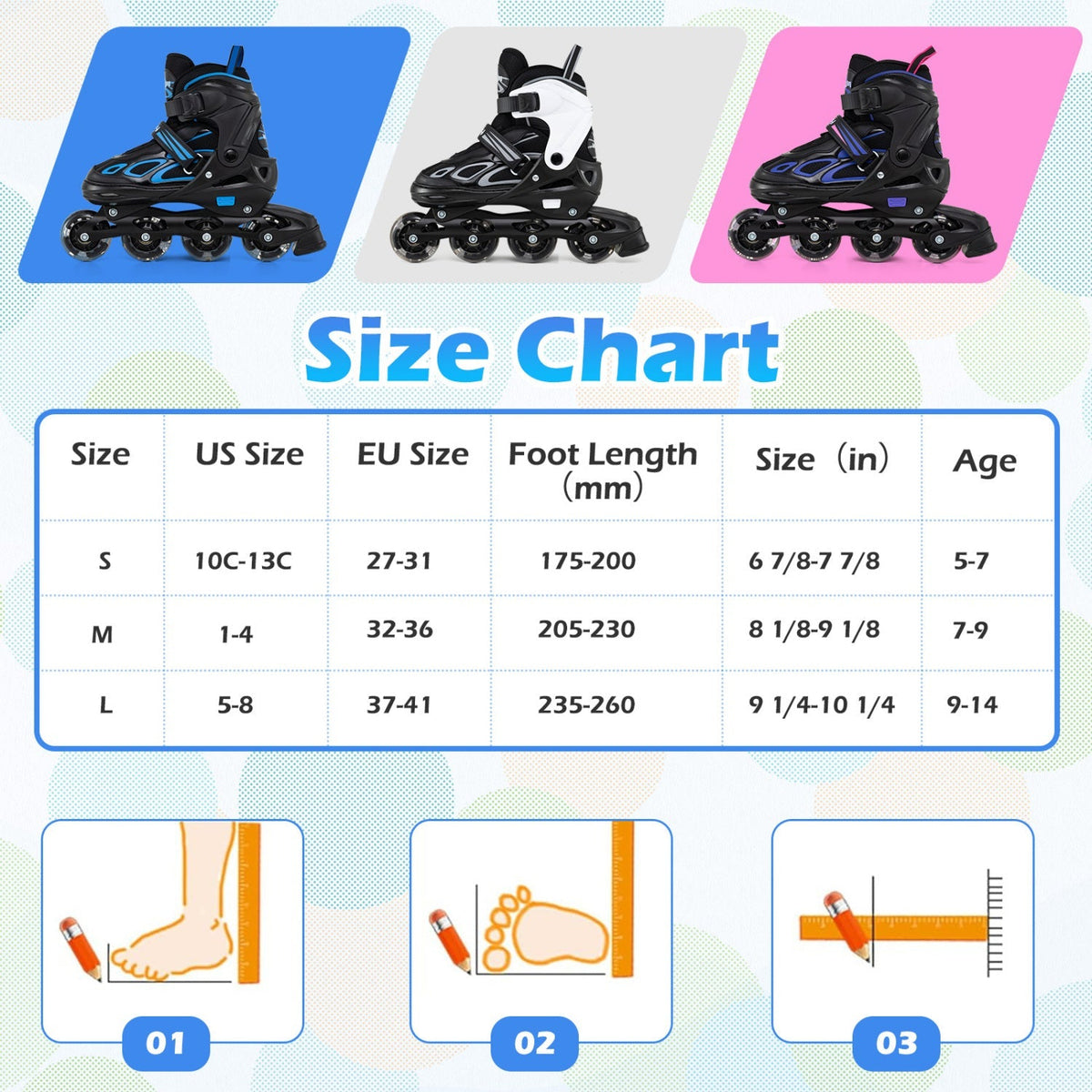 Adjustable Kids' Incline Skates 4 Sizes Adjustable Blade Roller by GBruno Store
