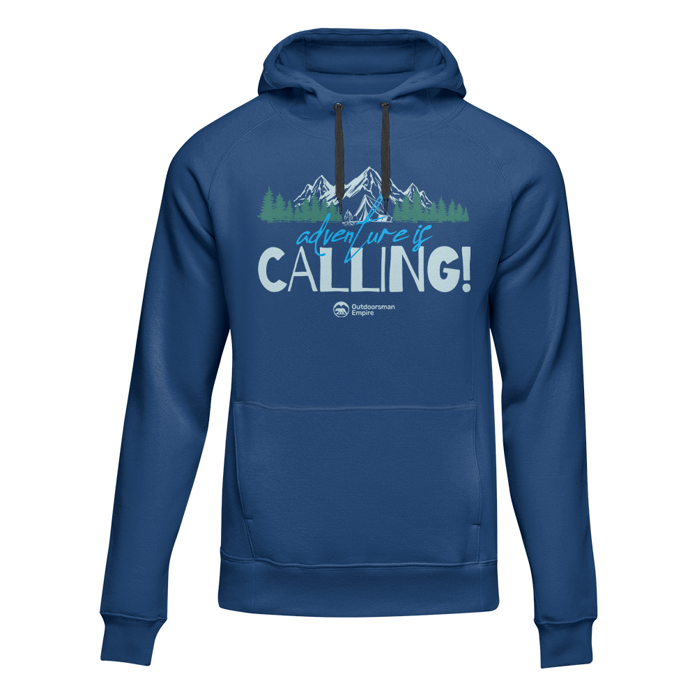 Adventure Camping unisex hoodie by Outdoorzees in blue