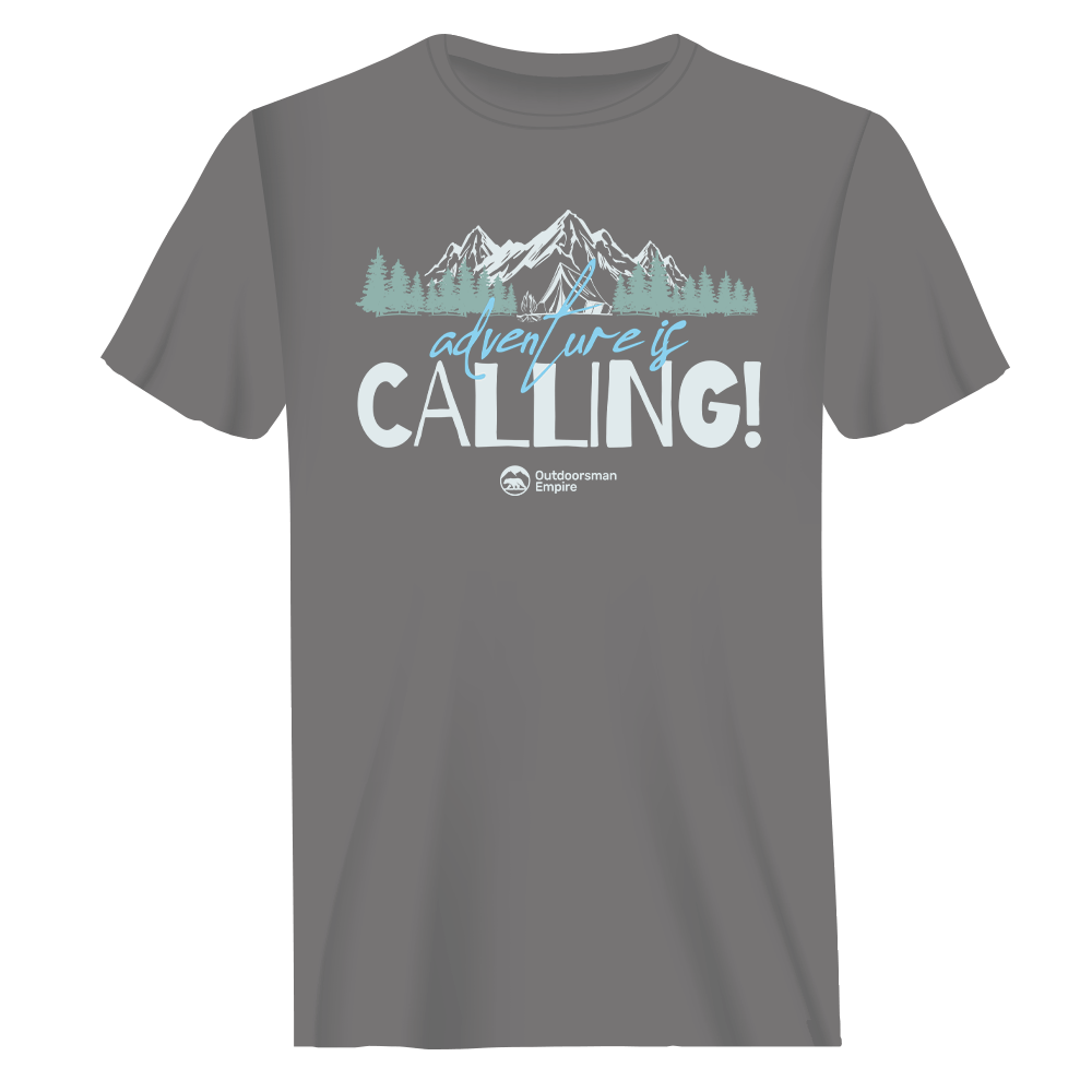 Adventure Camping men's t-shirt by Outdoorzees in gray