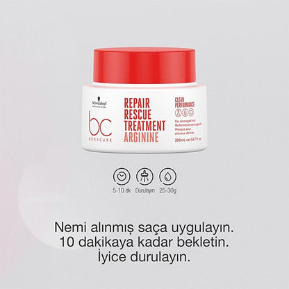 Bonacure Clean Rescue Hair Mask: Intensive Repair for Damaged Hair, Vegan & Silicone-Free - Deep Conditioning & Breakage Treatment by Beauty Care Bag