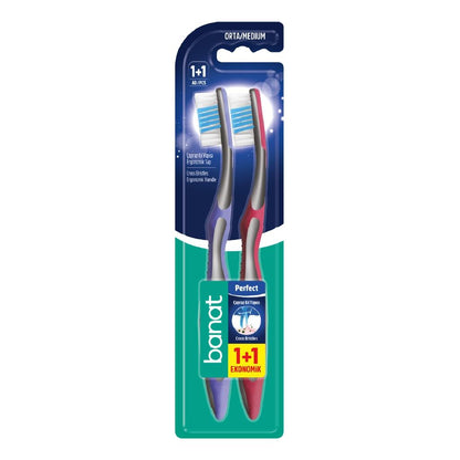 Banat Perfect Medium Toothbrush Value Pack 2-Count by Beauty Care Bag