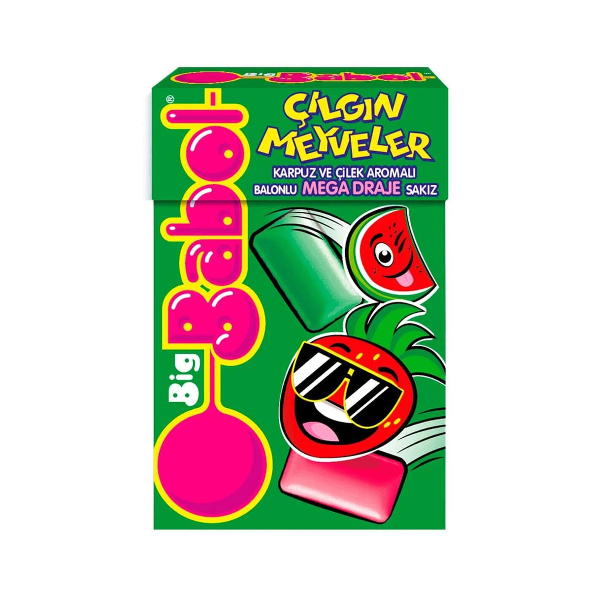 Big Babol Crazy Fruits Bubble Gum Juicy Fruit Flavor 40g by Beauty Care Bag