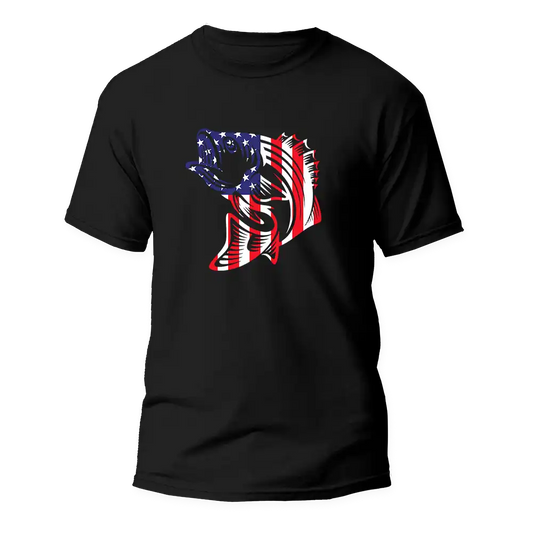 American Flag Fish Come Man T-Shirt by Outdoorzees